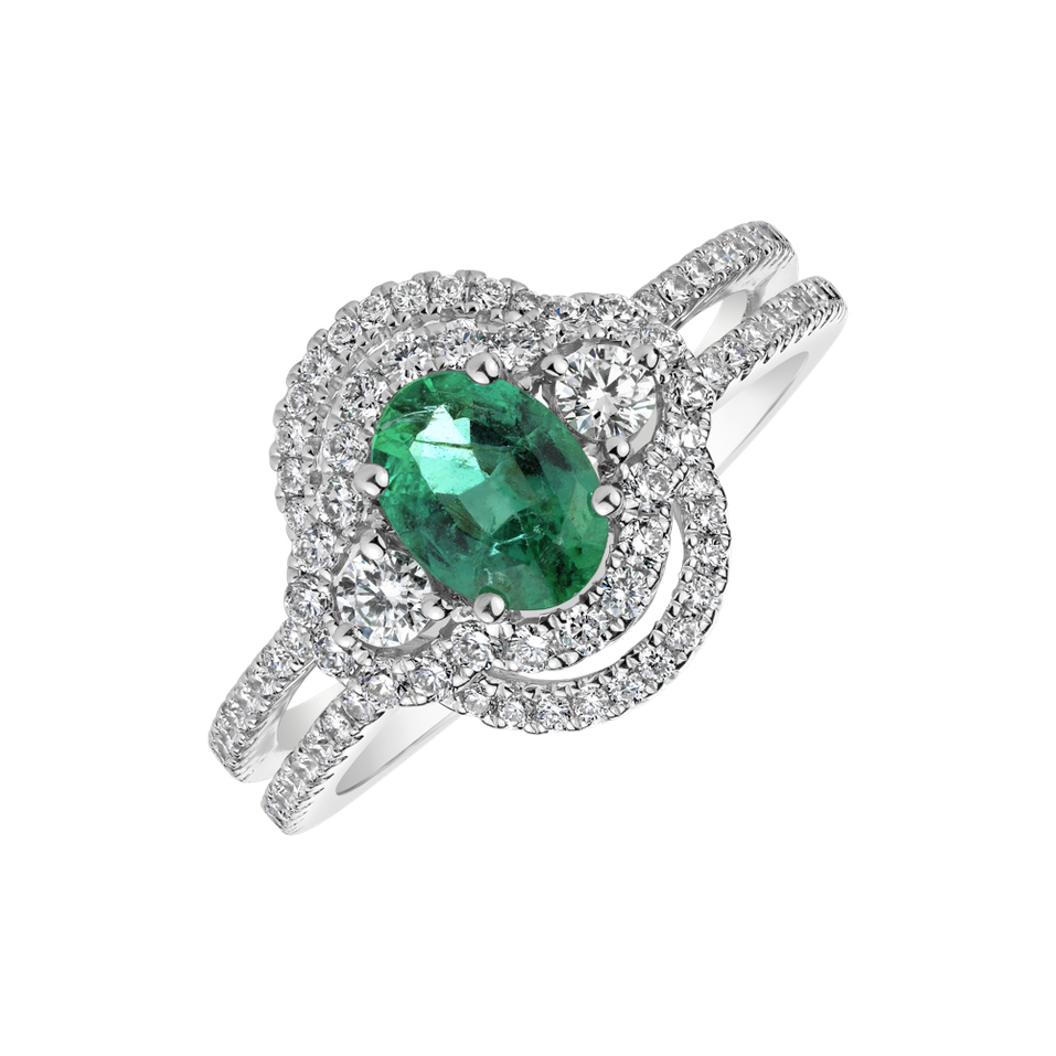 Diamond ring with Emerald Ariella