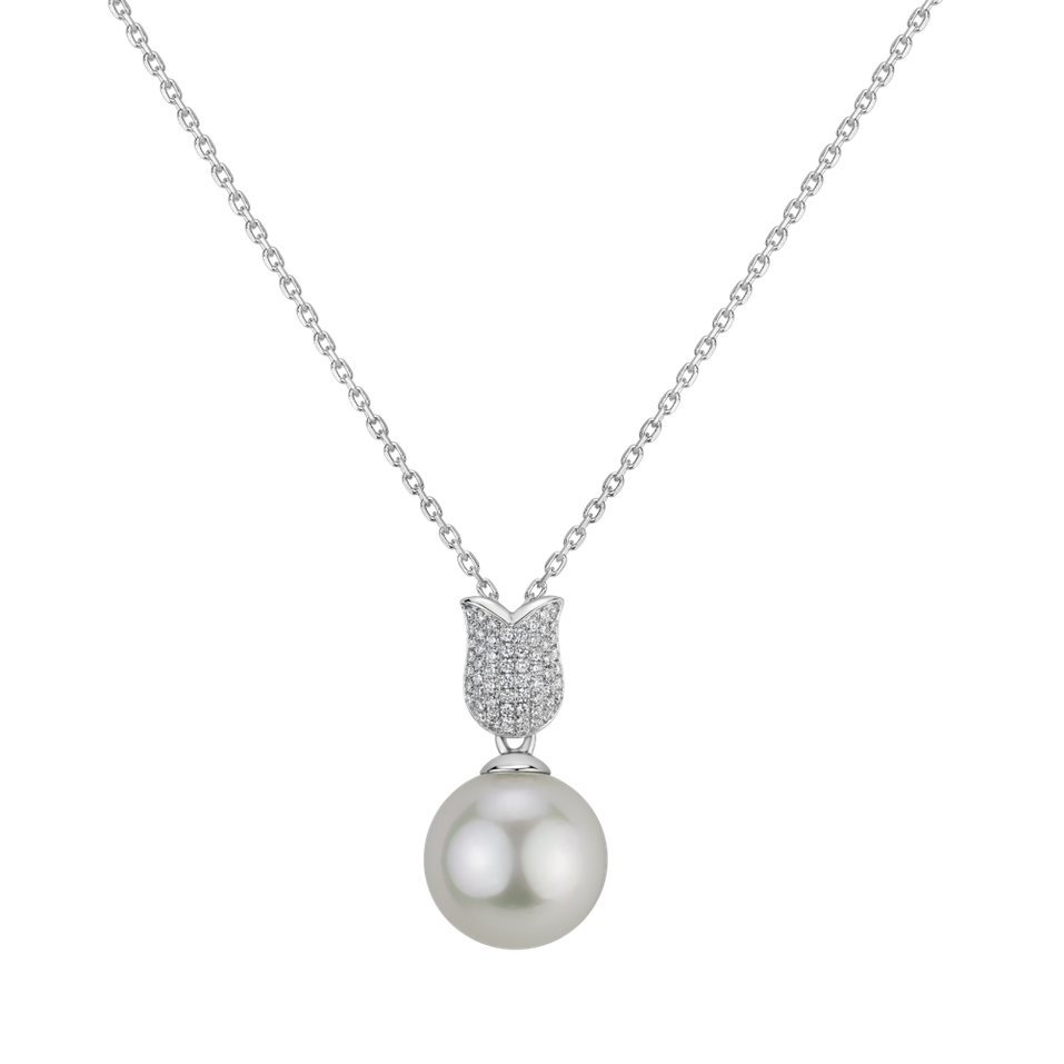 Diamond pendant with Pearl Luminous Sea