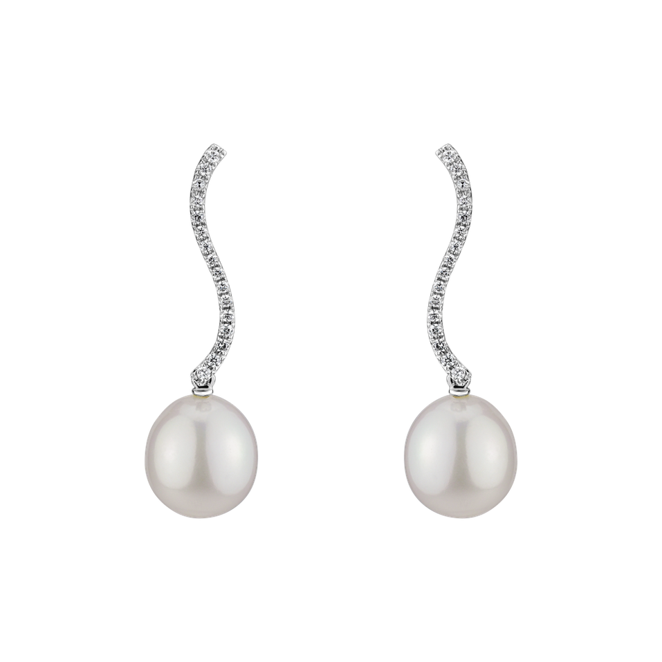 Diamond earrings with Pearl Synthetic vibe