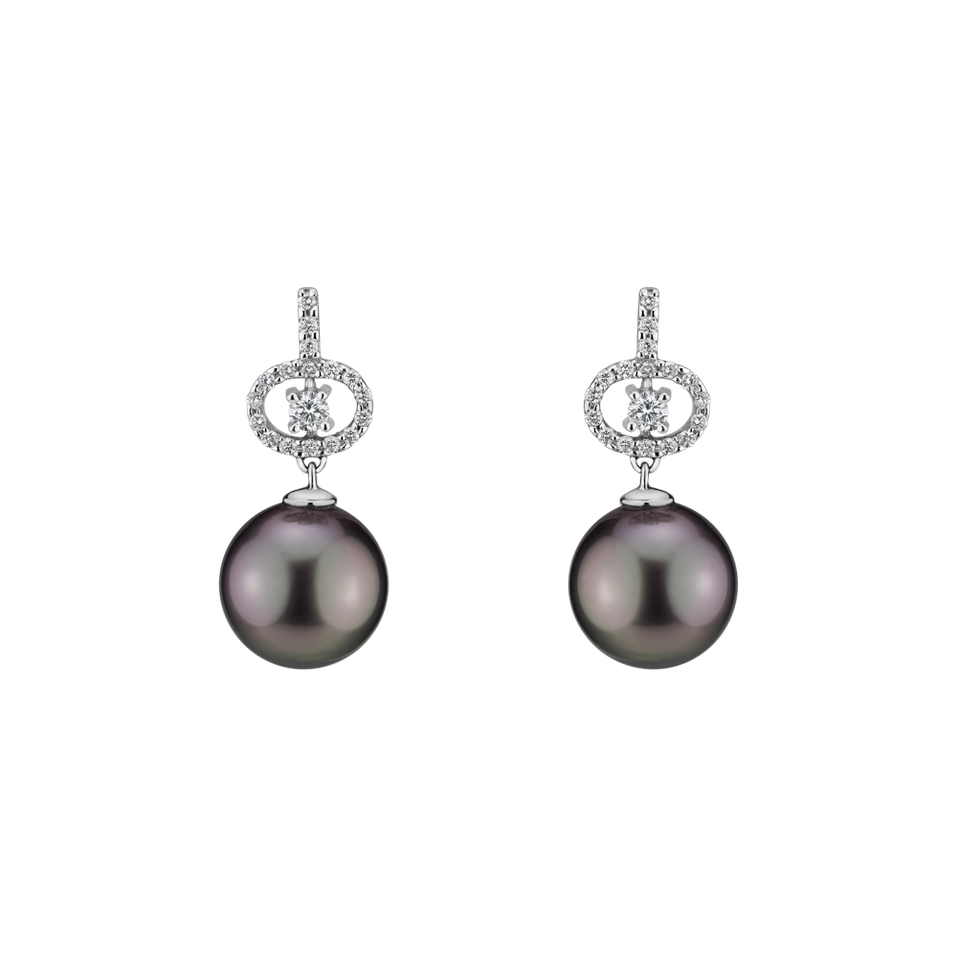 Diamond earrings with Pearl Living Deep