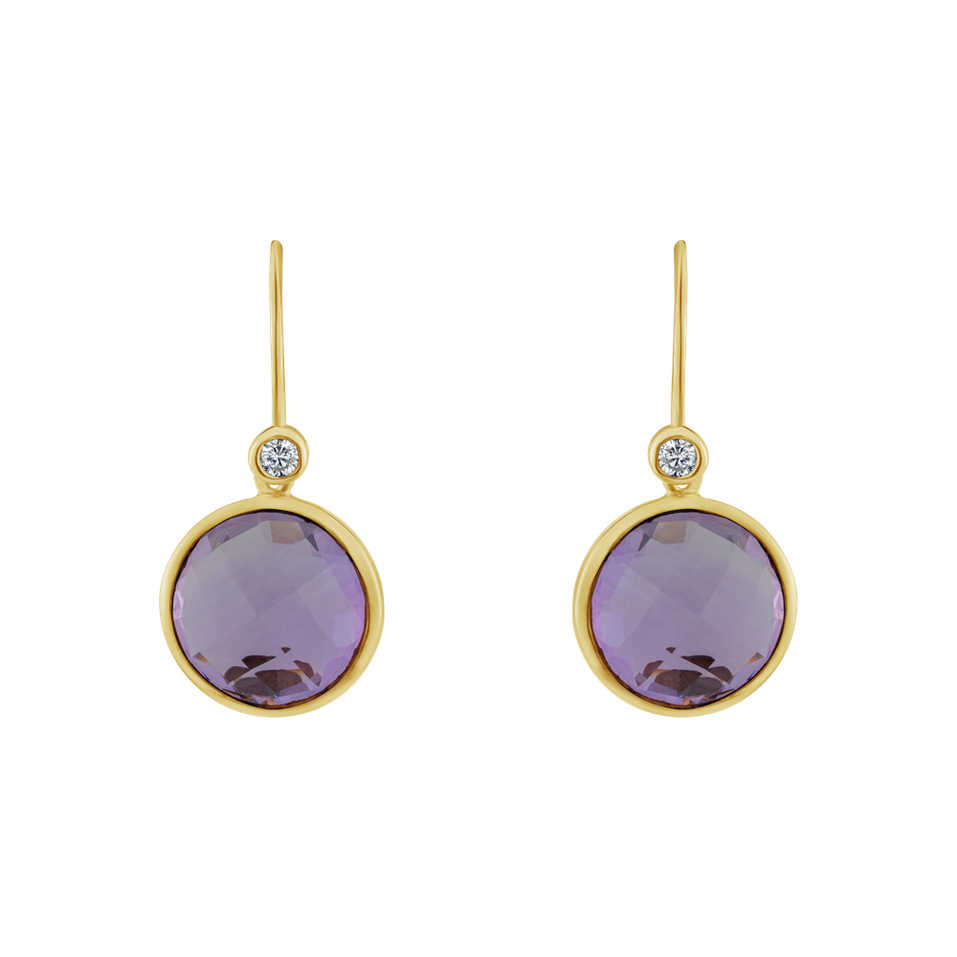 Diamond earrings with Amethyst Purple Divination