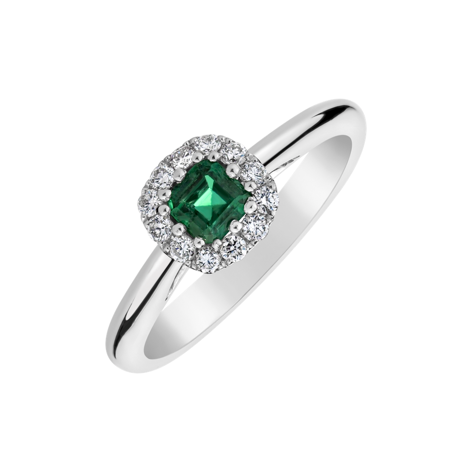 Diamond ring with Emerald Euphoria