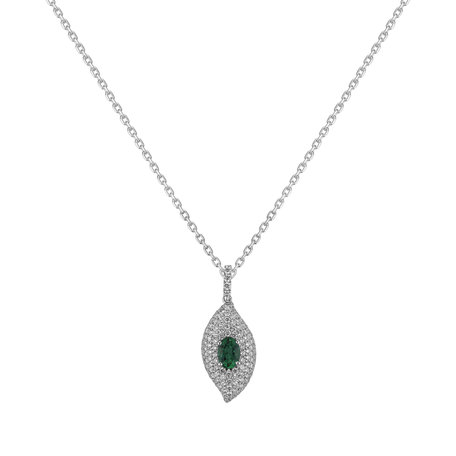 Diamond pendant with Emerald Rupert Gem