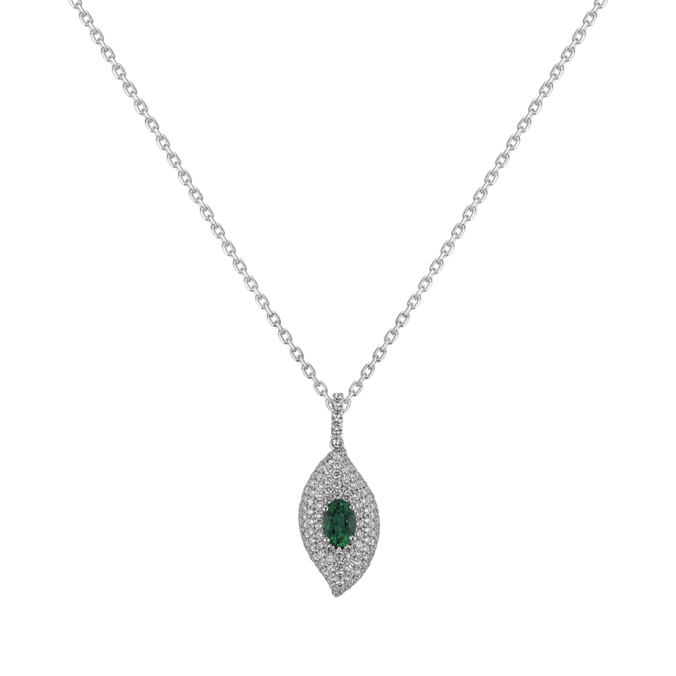 Diamond pendant with Emerald Rupert Gem