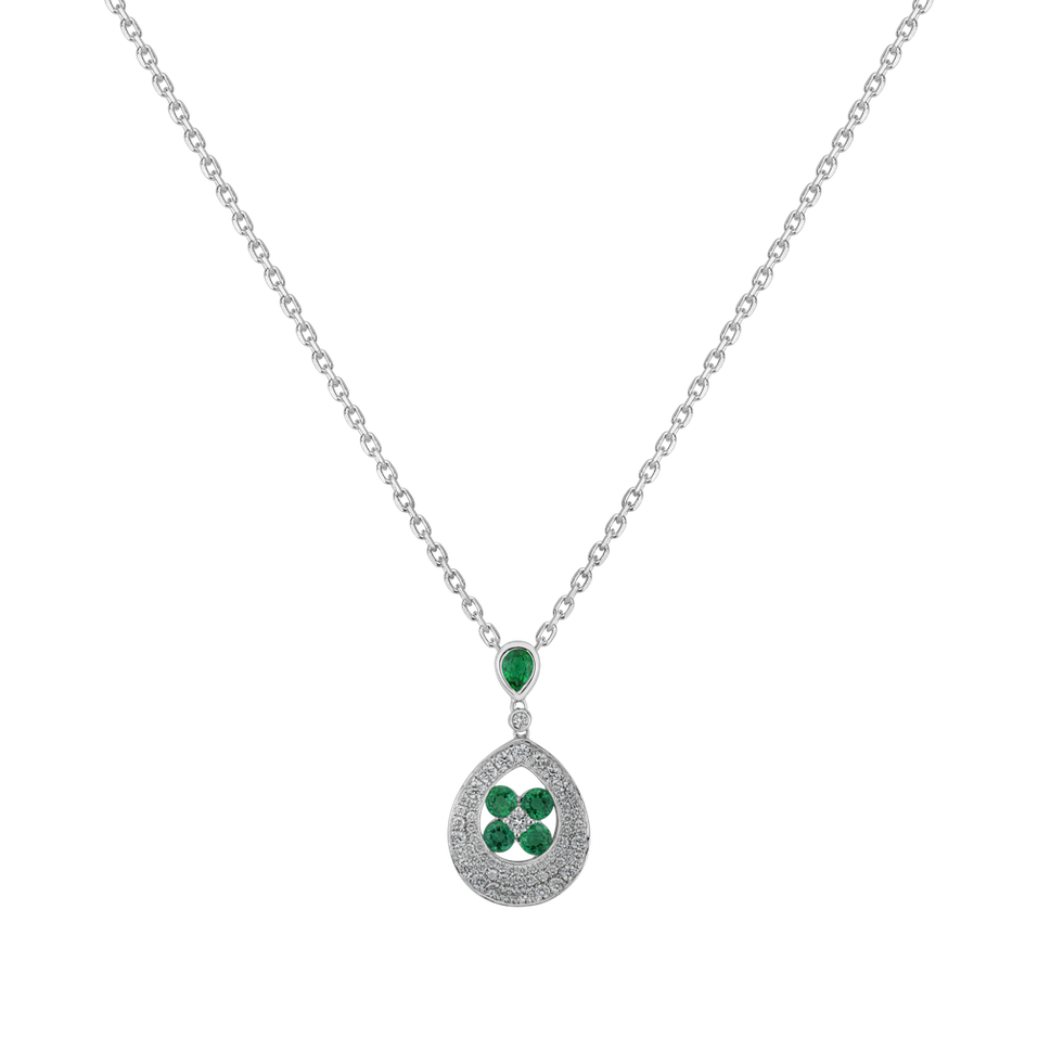 Diamond pendant with Emerald Lynette