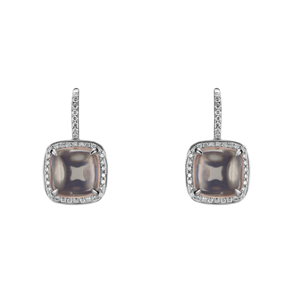 Diamond earrings with Rose Quartz Niamh