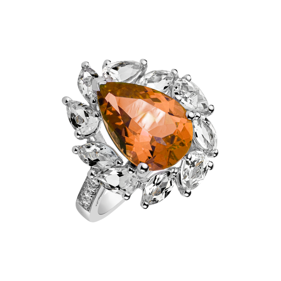 Diamond ring with Topaz and Citrine Fatidique