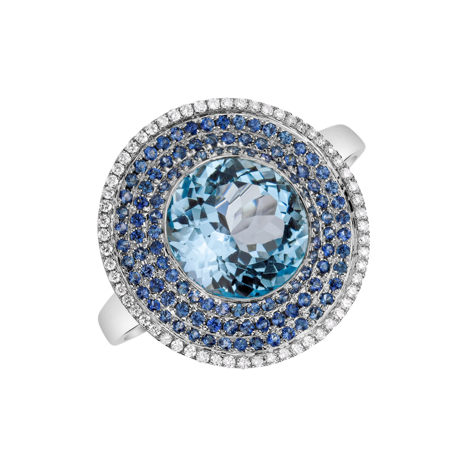 Diamond ring with Topaz and Sapphire Galaxy Treasure