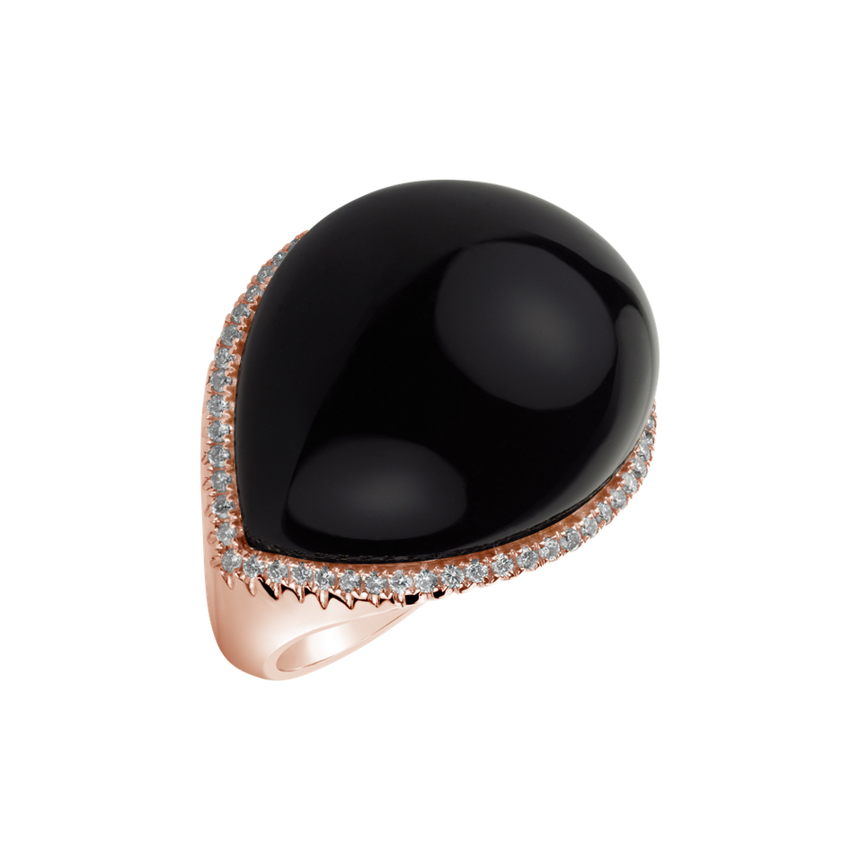 Diamond ring with Onyx Blossom Darkness