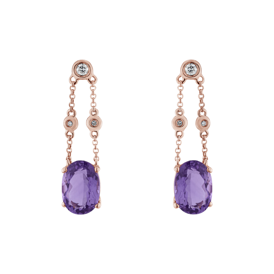 Diamond earrings with Amethyst Teressa