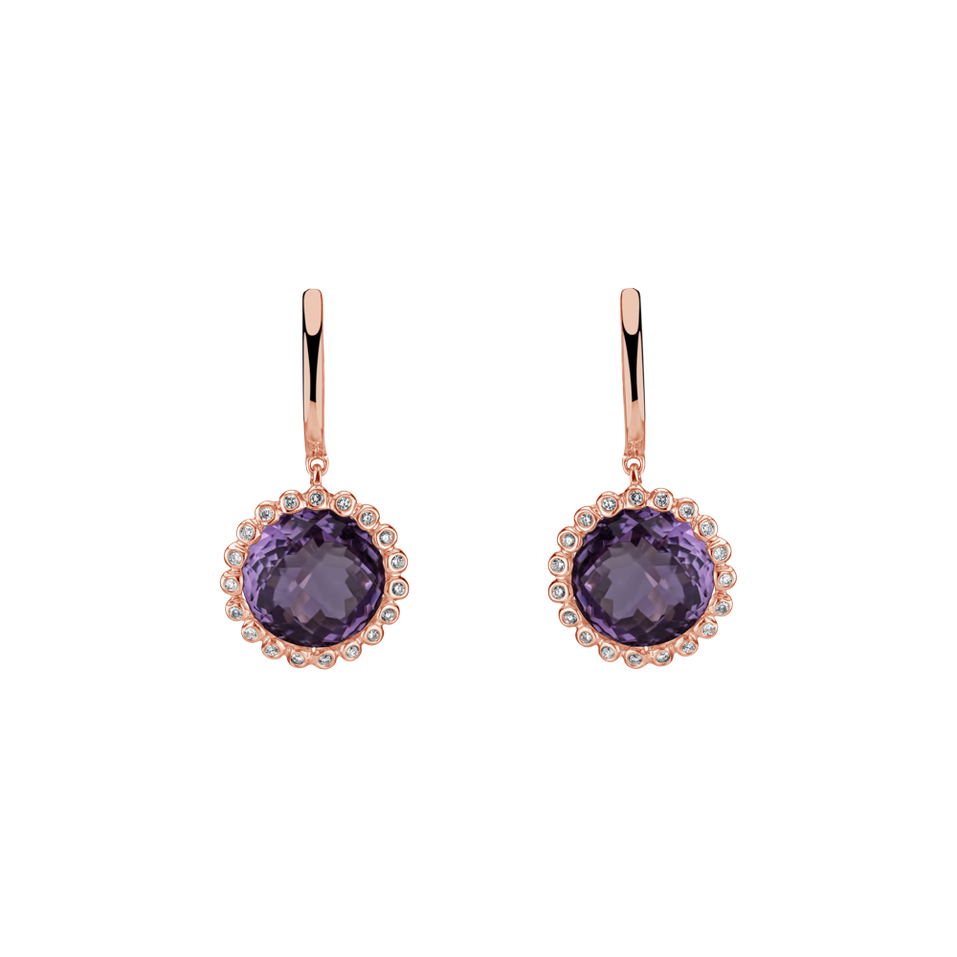 Diamond earrings with Amethyst Radiant Aurora