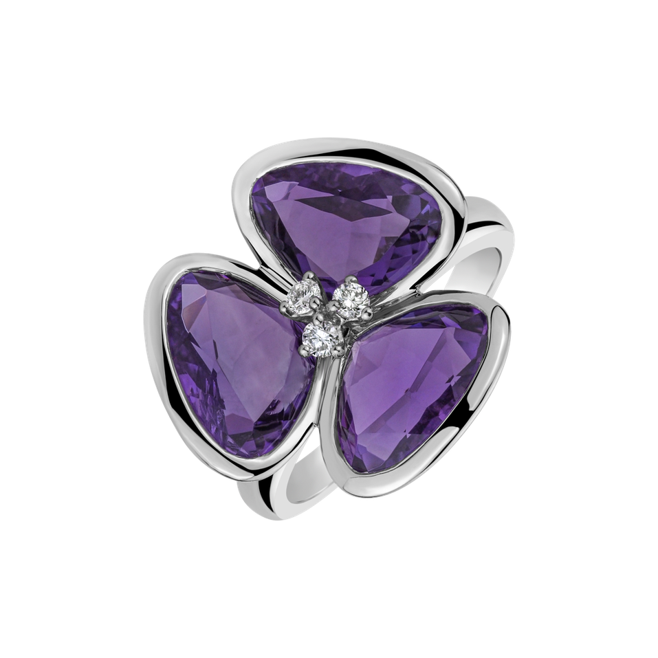 Diamond ring and Amethyst Vendela Flower