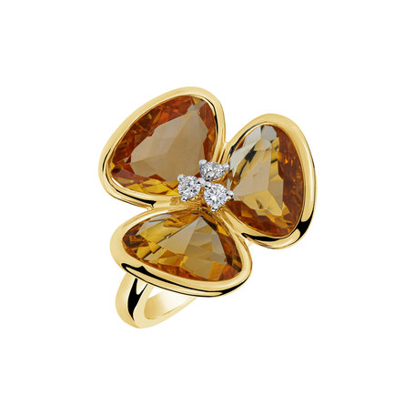 Diamond ring with Citrine Vendela Flower