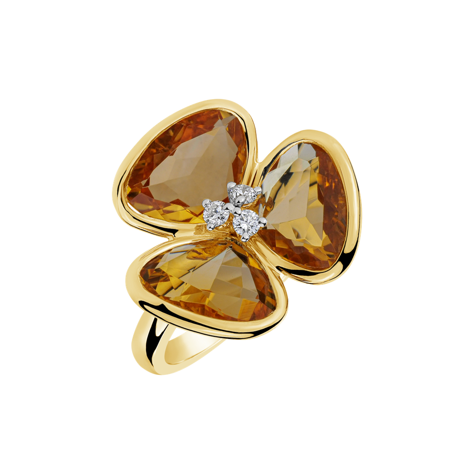 Diamond ring with Citrine Vendela Flower