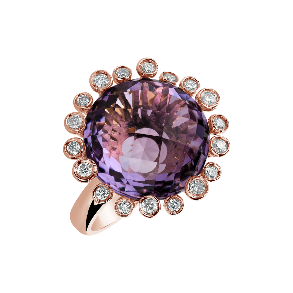 Diamond rings with Amethyst Mina