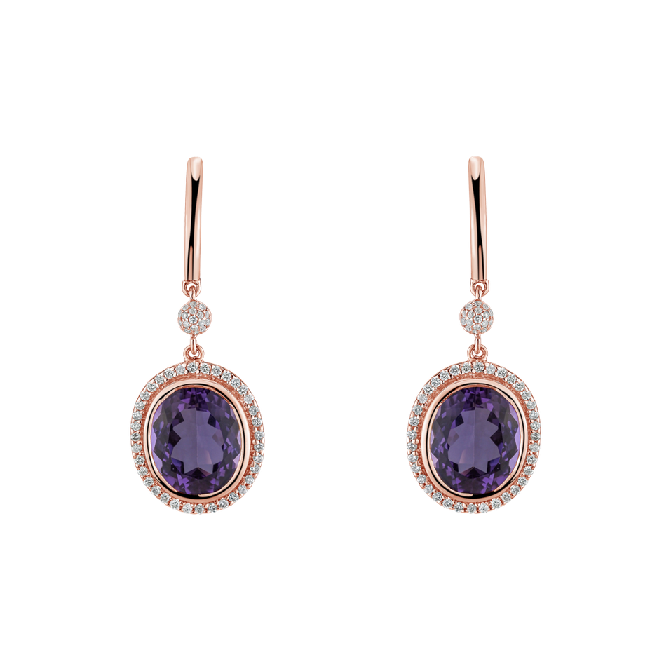 Diamond earrings with Amethyst Penny