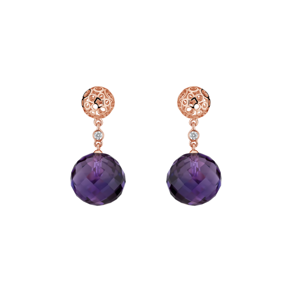 Diamond earrings with Amethyst Petillant