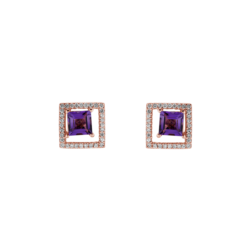 Diamond earrings with Amethyst Melancholy  Echo