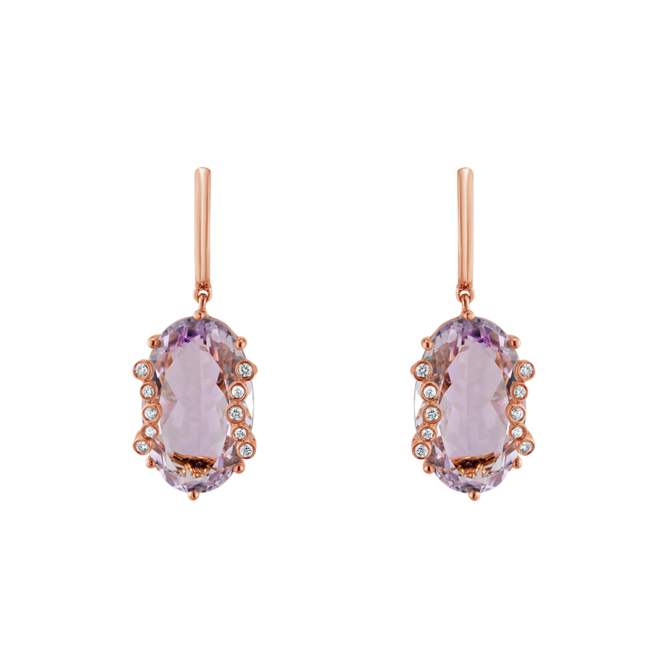 Diamond earrings with Amethyst Pink Mist