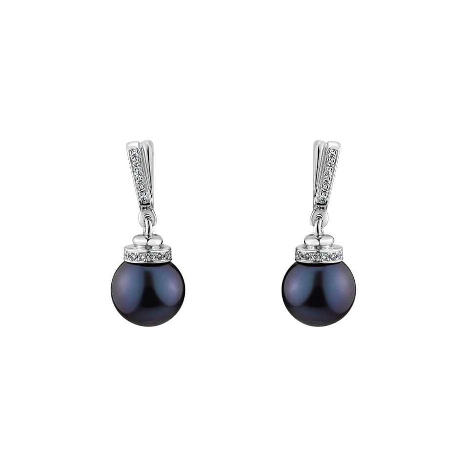 Diamond earrings with Pearl Sea Twins