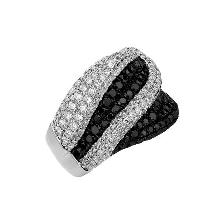 Ring with black and white diamonds Black and White Storm