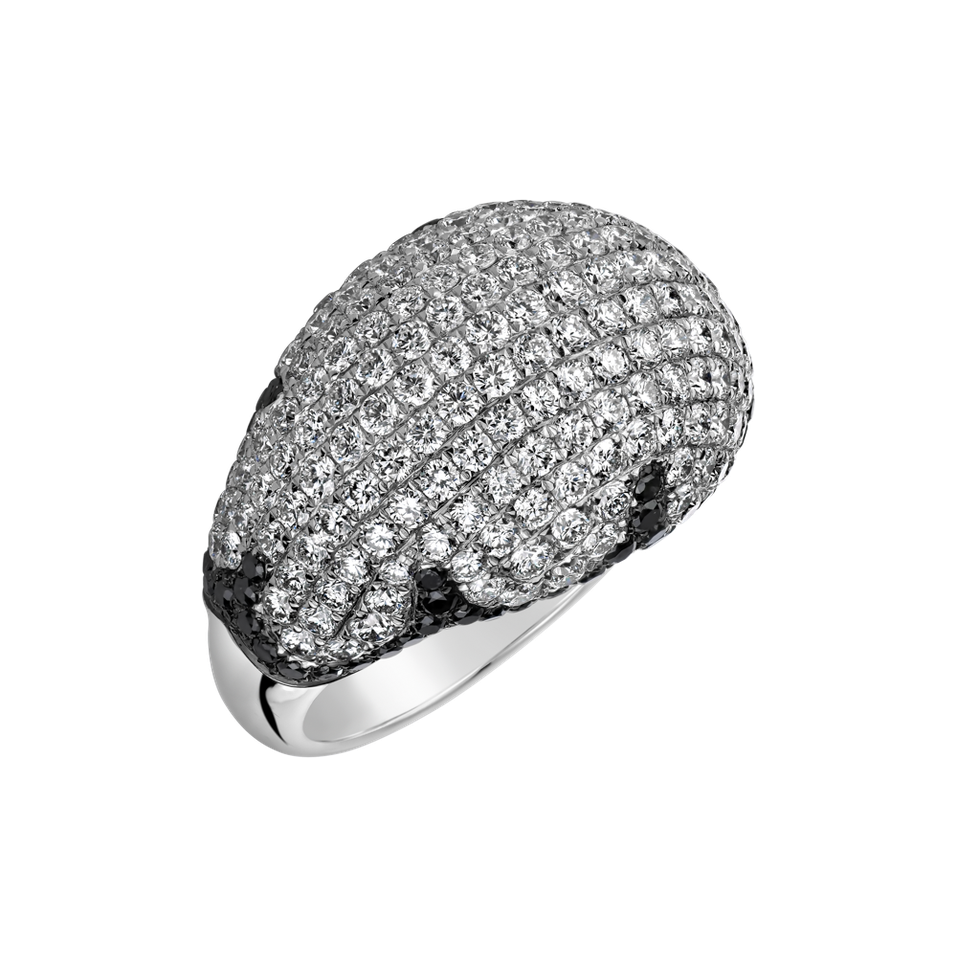 Ring with black and white diamonds Saleya