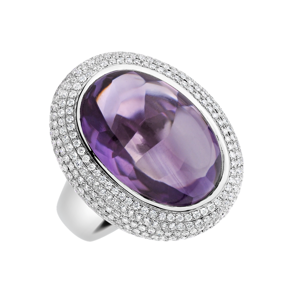 Diamond rings with Amethyst Saron