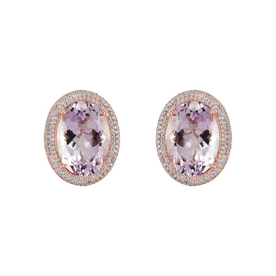 Diamond earrings with Amethyst Fantasy Majesty