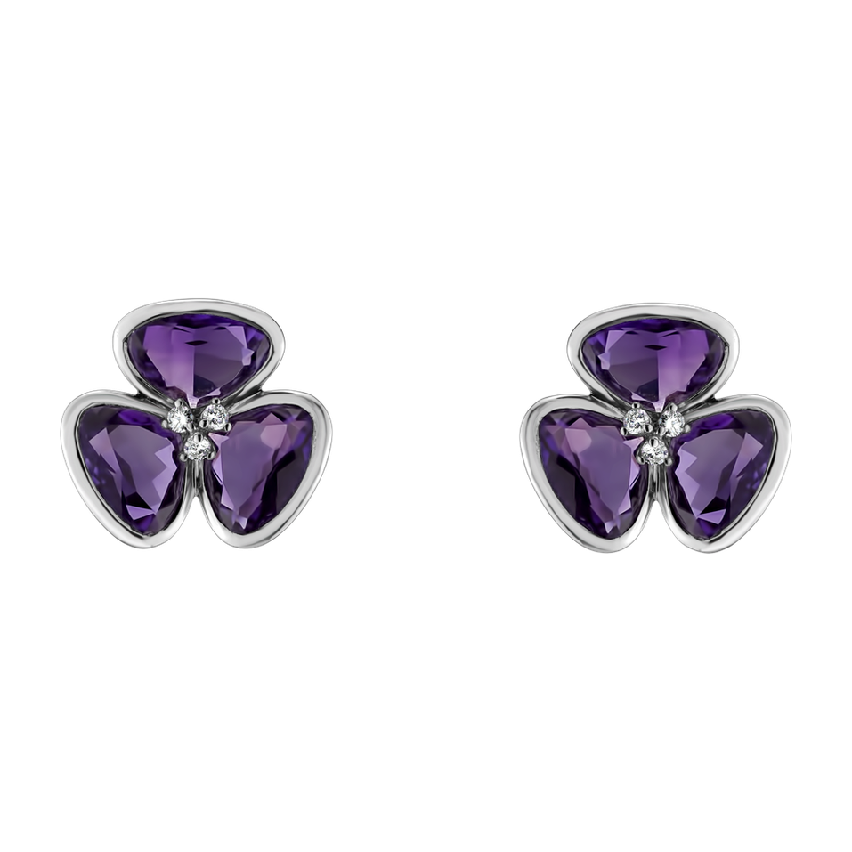 Diamond earrings with Amethyst Simon