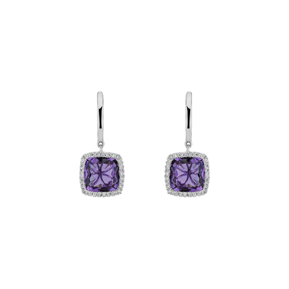 Diamond earrings with Amethyst Pèlerinage