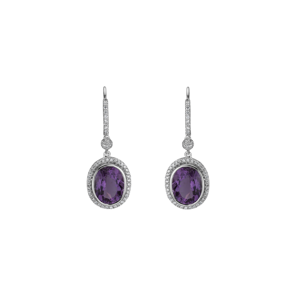 Diamond earrings with Amethyst Penny