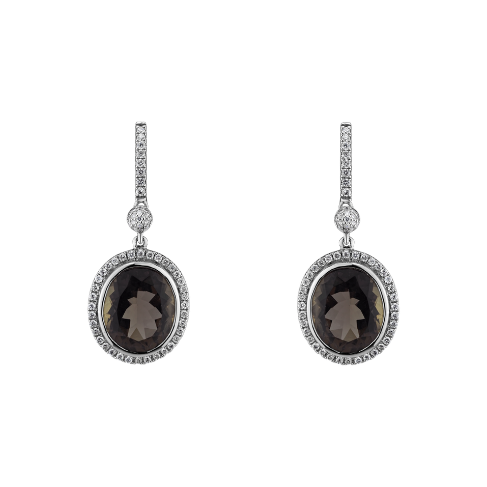 Diamond earrings with Quartz Penny