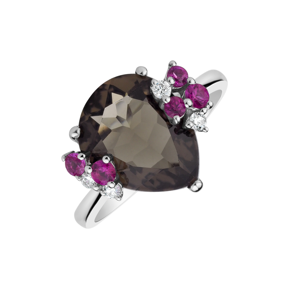 Diamond ring with Sapphire and Quartz The Night Garden