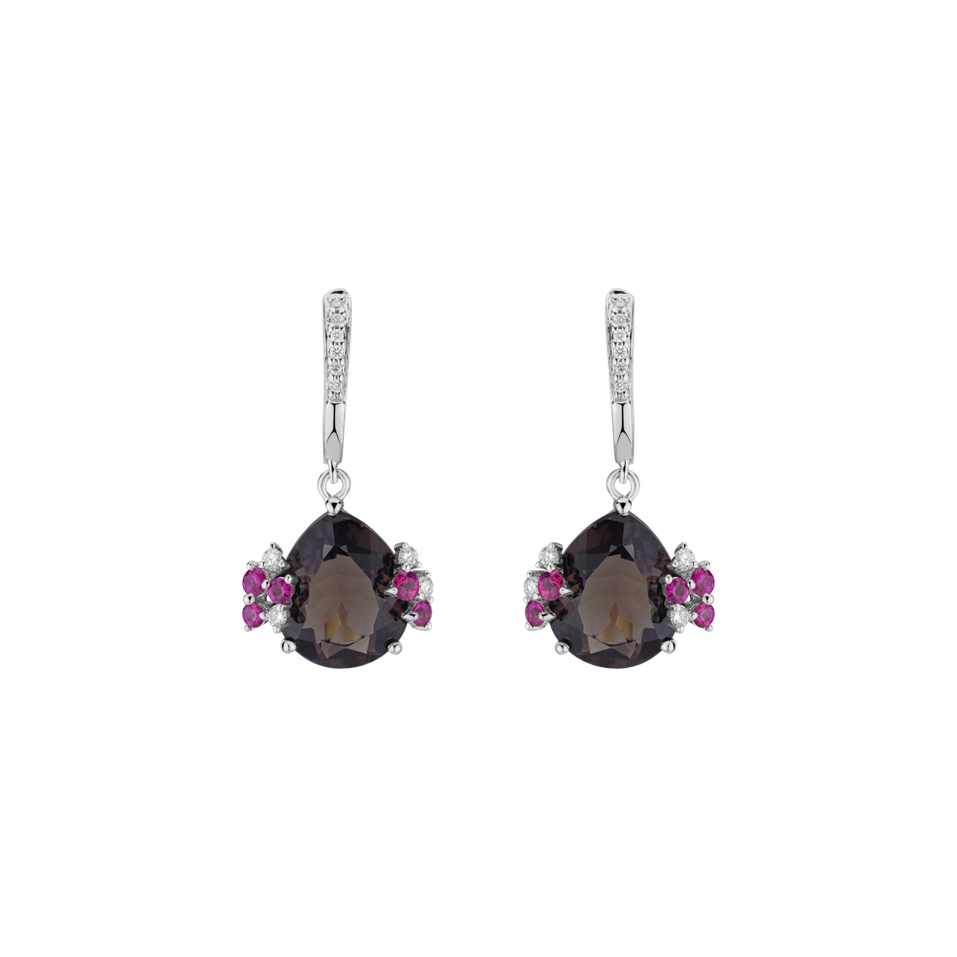 Diamond earrings with Quartz and Sapphire Aurore