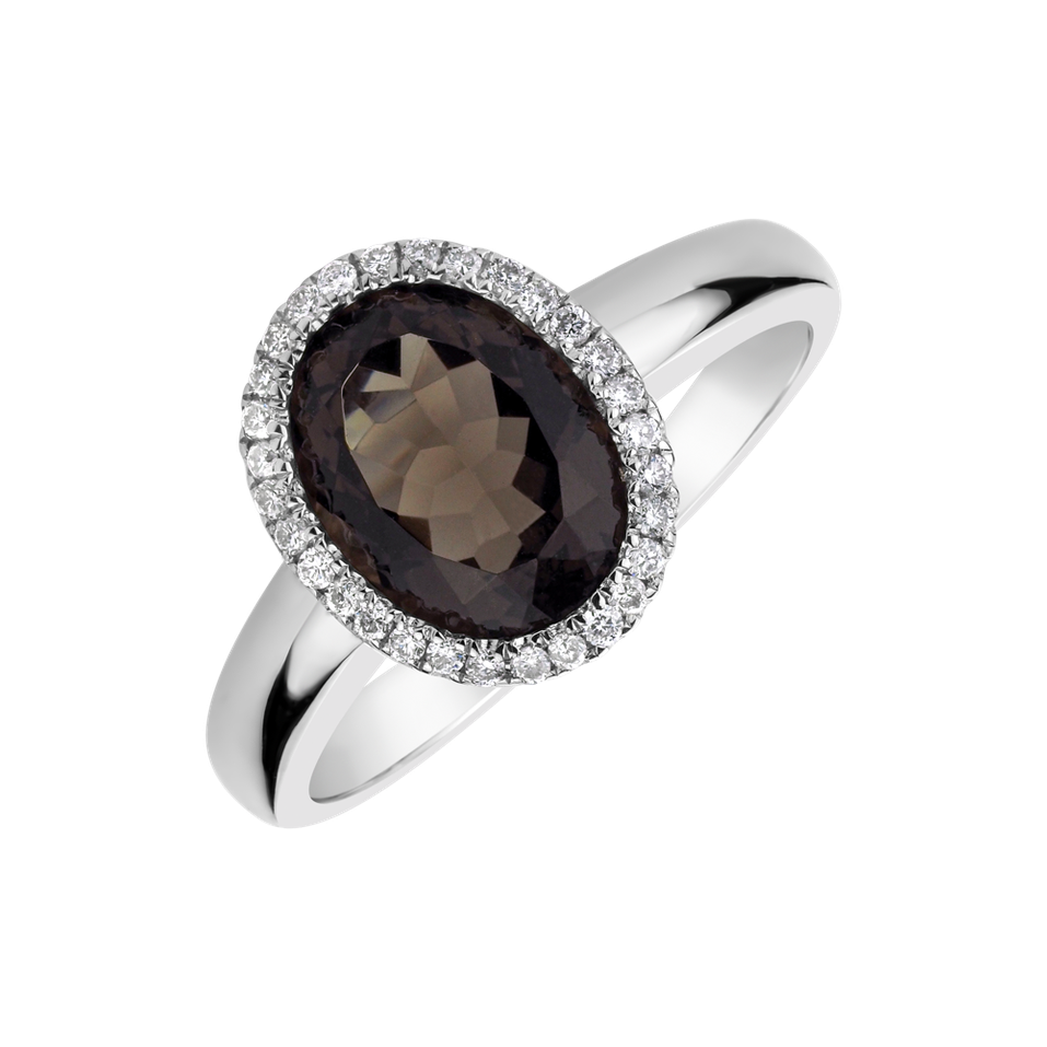Diamond ring with Quartz Midnight Princess
