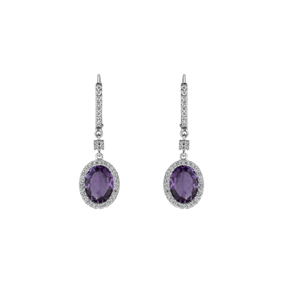 Diamond earrings with Amethyst Strayer