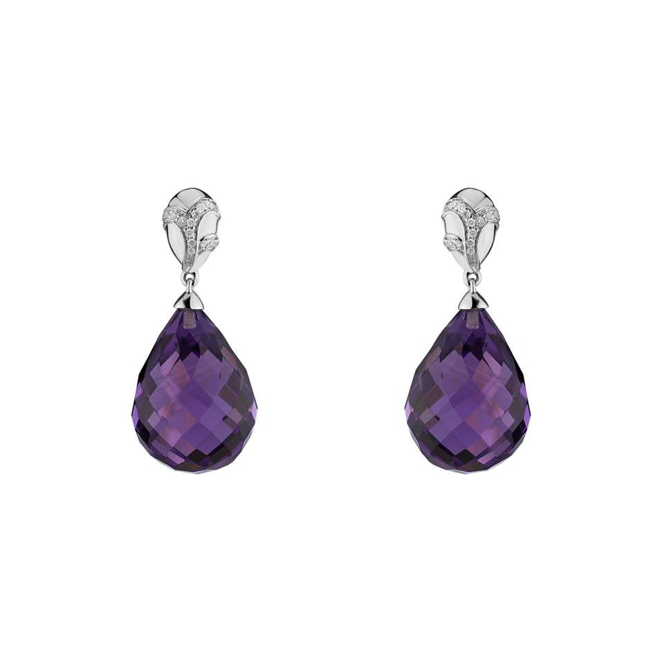 Diamond earrings with Amethyst Hanlerore