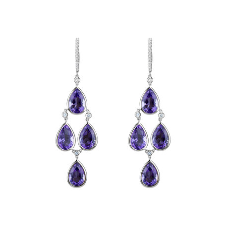 Diamond earrings with Amethyst Dita