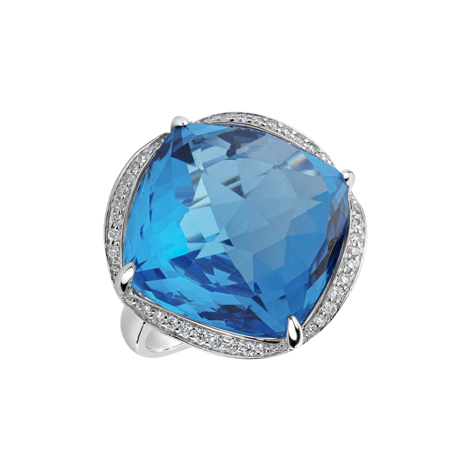 Diamond ring with Topaz The Night Abyss