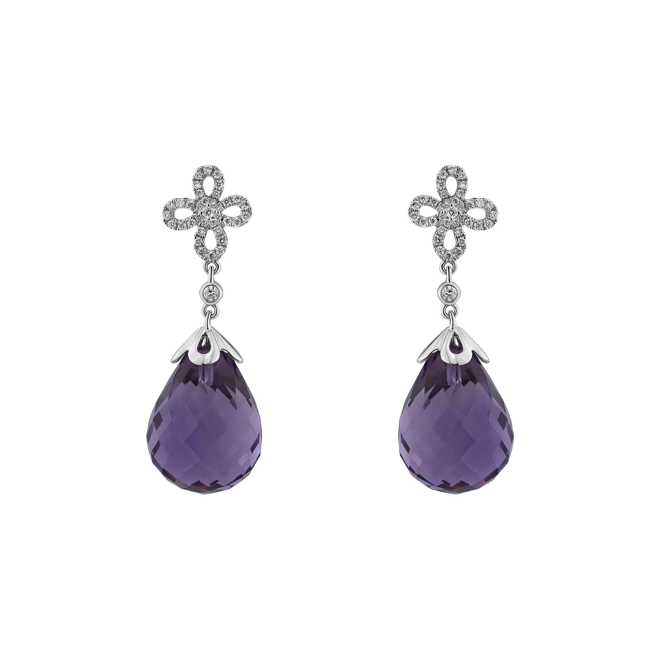 Diamond earrings with Amethyst Katja