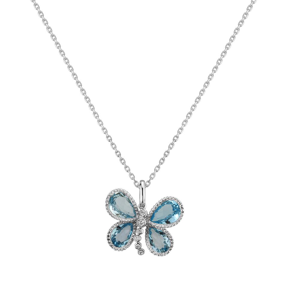 Diamond pendant with Topaz Timeless Papillon