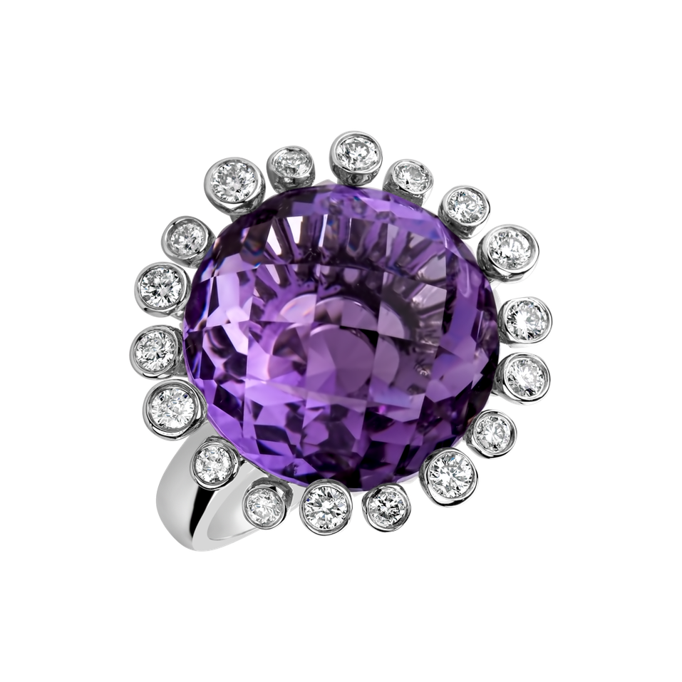 Diamond Diamond rings with Amethyst Mina