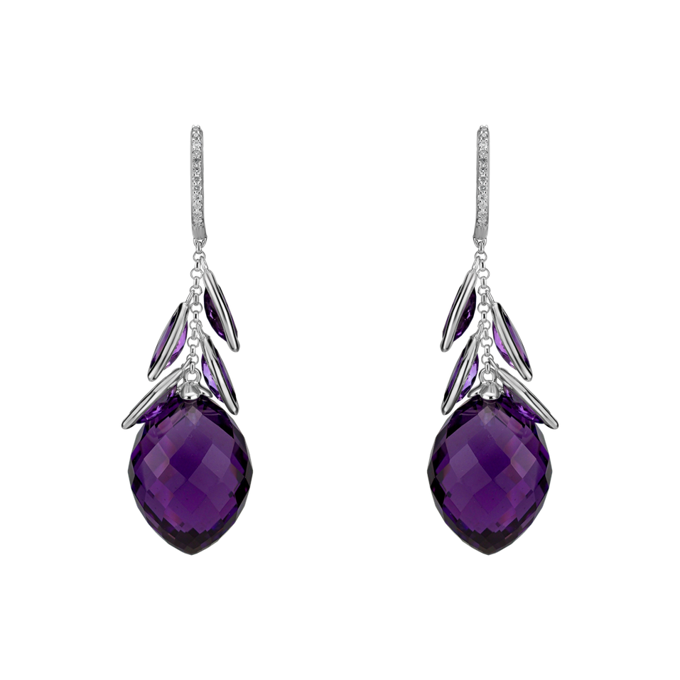 Diamond earrings with Amethyst Persephone