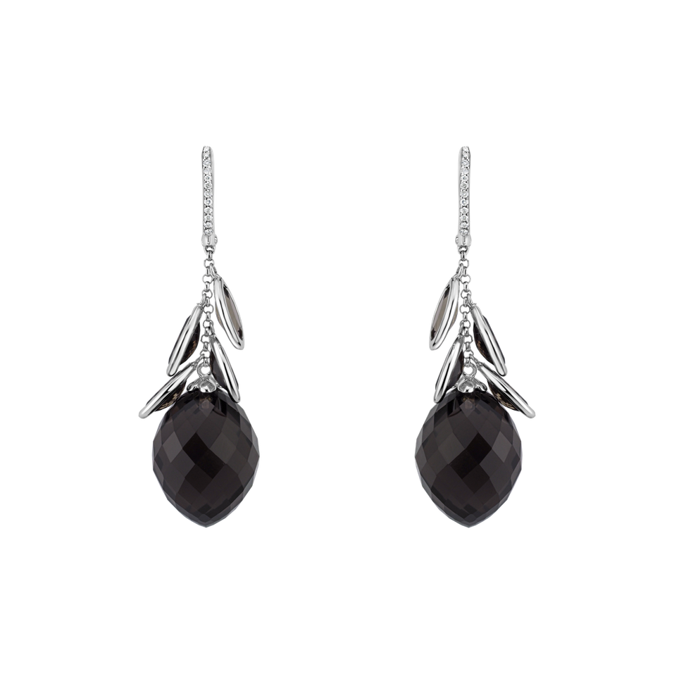 Diamond earrings with Quartz Persephone