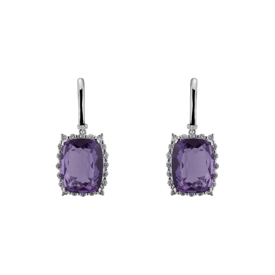 Diamond earrings with Amethyst Hawthorn