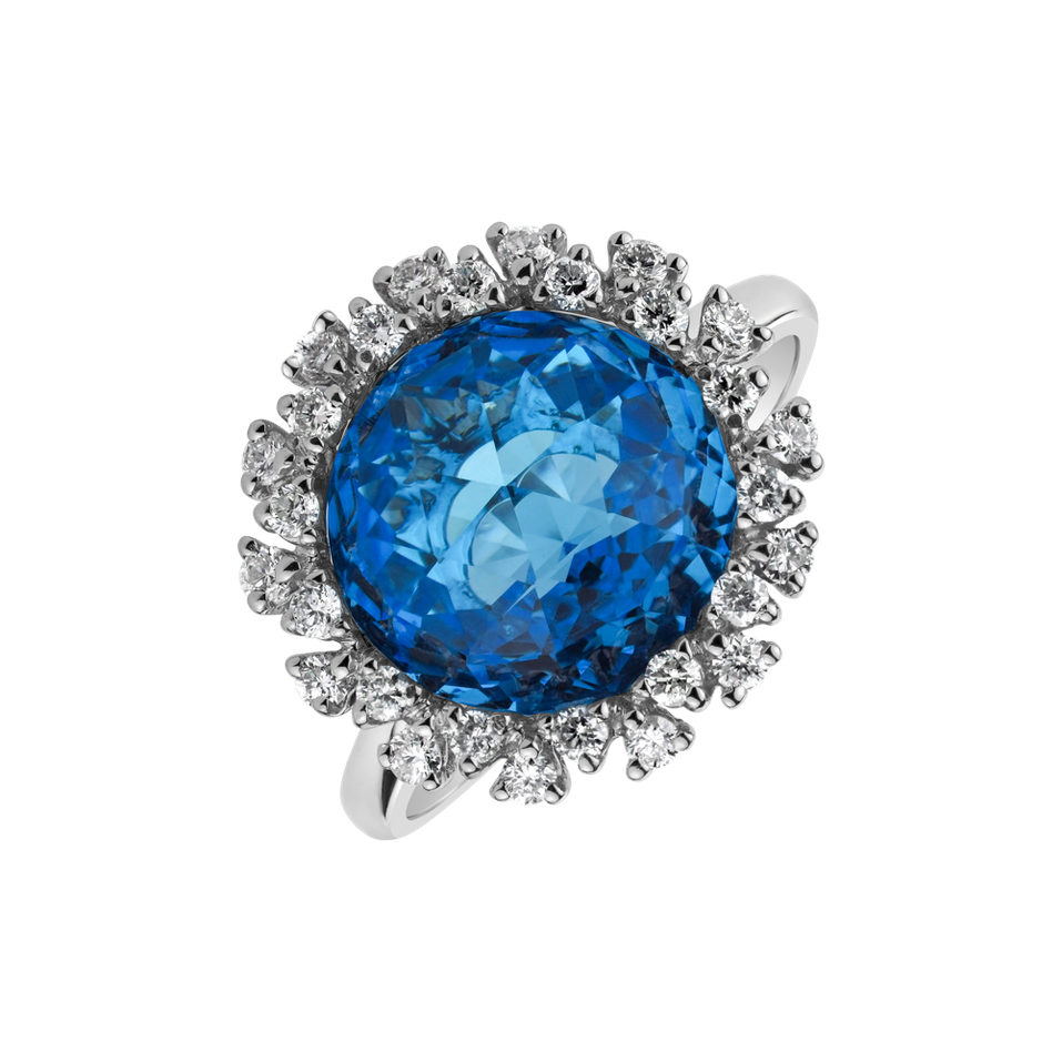 Diamond ring with Topaz Pavia