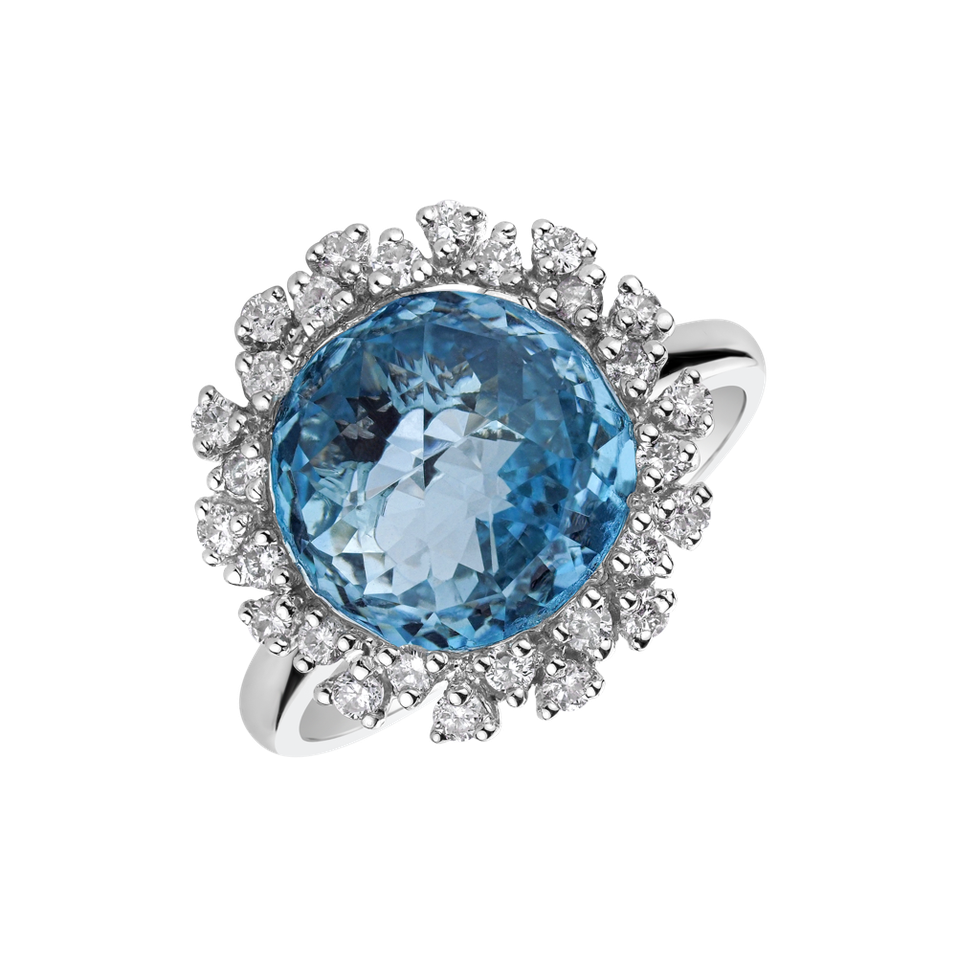 Diamond ring with Topaz Pavia