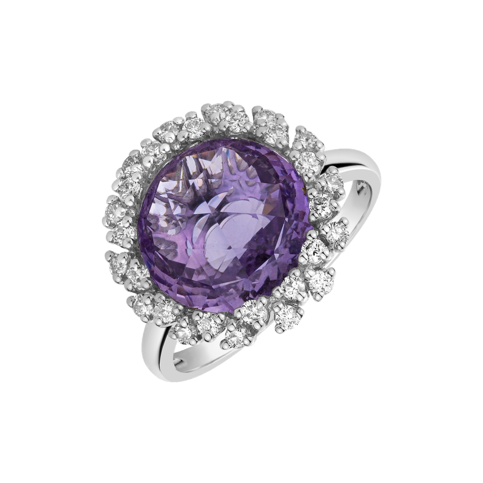 Diamond rings with Amethyst Pavia