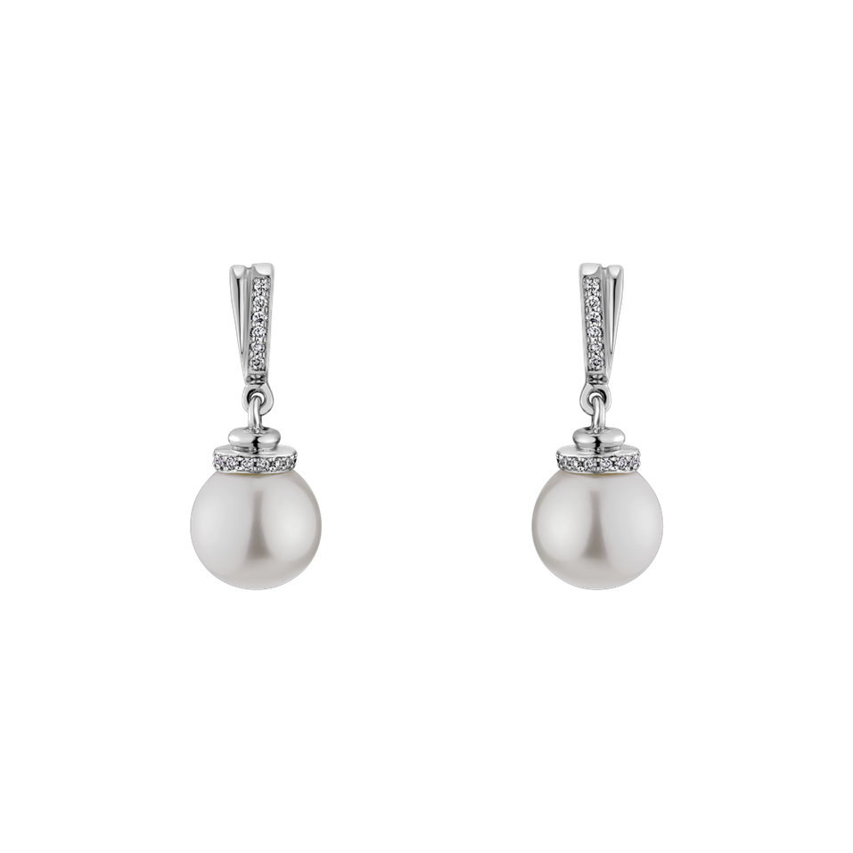 Diamond earrings with Pearl Sea Twins