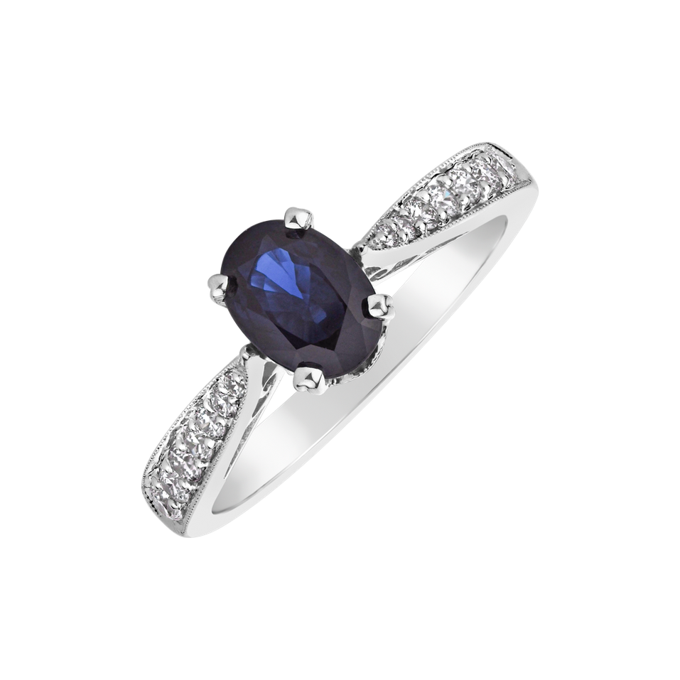 Diamond ring with Sapphire Night Lady